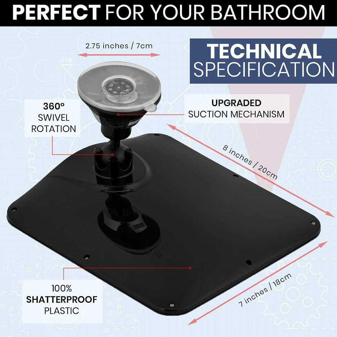 Fogless Shower Mirror for Shaving with Upgraded Suction, Dual Anti Fog Design, Shatterproof Surface & 360° Swivel, 8 x 7