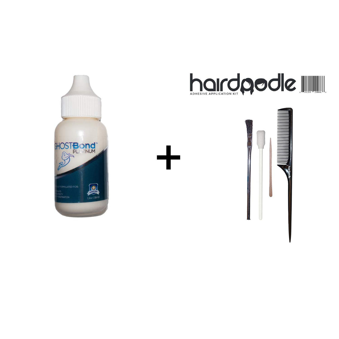 Ghost Bond Platinum 1.3oz Adhesive Brush Rat Tail Comb and Contour Applicator Ultimate Bundle