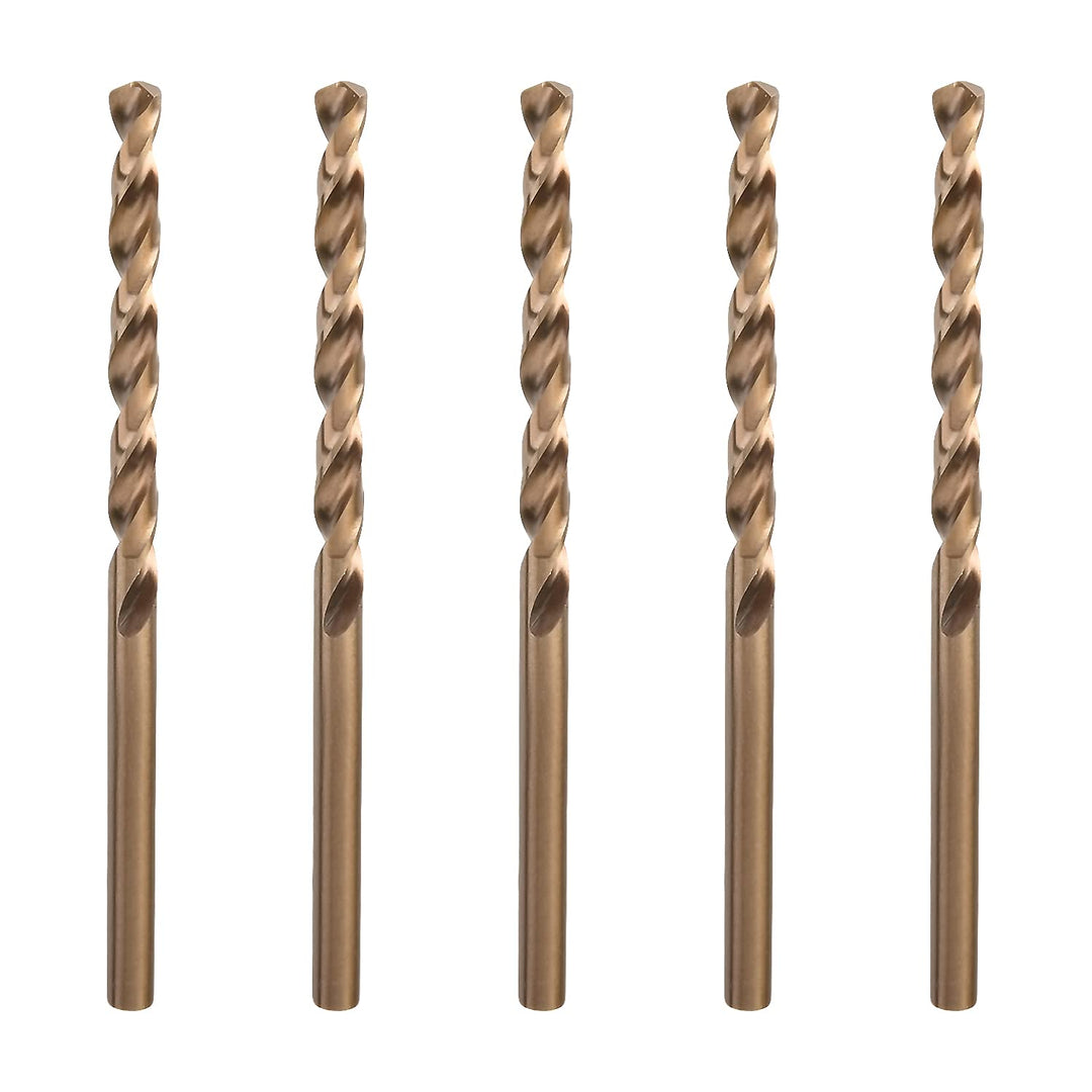 4mm HSS Straight Shank Cobalt Twist Drill Bit-Jobber Length Fully Ground Straight Shank – 5% Cobalt M35 Grade, Champagne for Stainless Steel Cast Iron 5PCS