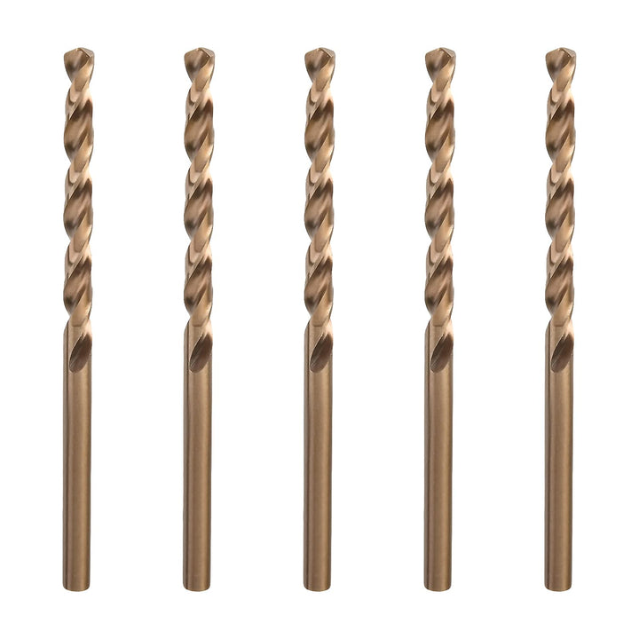 4mm HSS Straight Shank Cobalt Twist Drill Bit-Jobber Length Fully Ground Straight Shank – 5% Cobalt M35 Grade, Champagne for Stainless Steel Cast Iron 5PCS