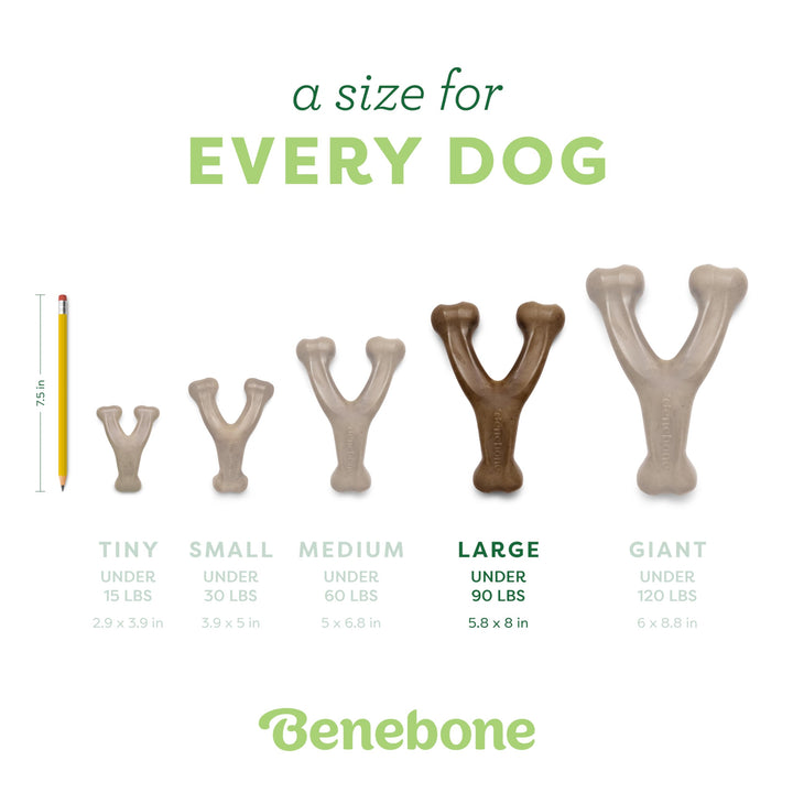 Wishbone Durable Dog Chew Toy for Aggressive Chewers, Real Bacon, Made in USA, Large