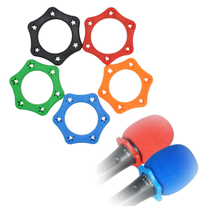 5 Pack Assorted Color Rubber Wireless Slip Holder Stand Roller Mic Microphone Handheld Microphone Anti-rolling Protection Rings