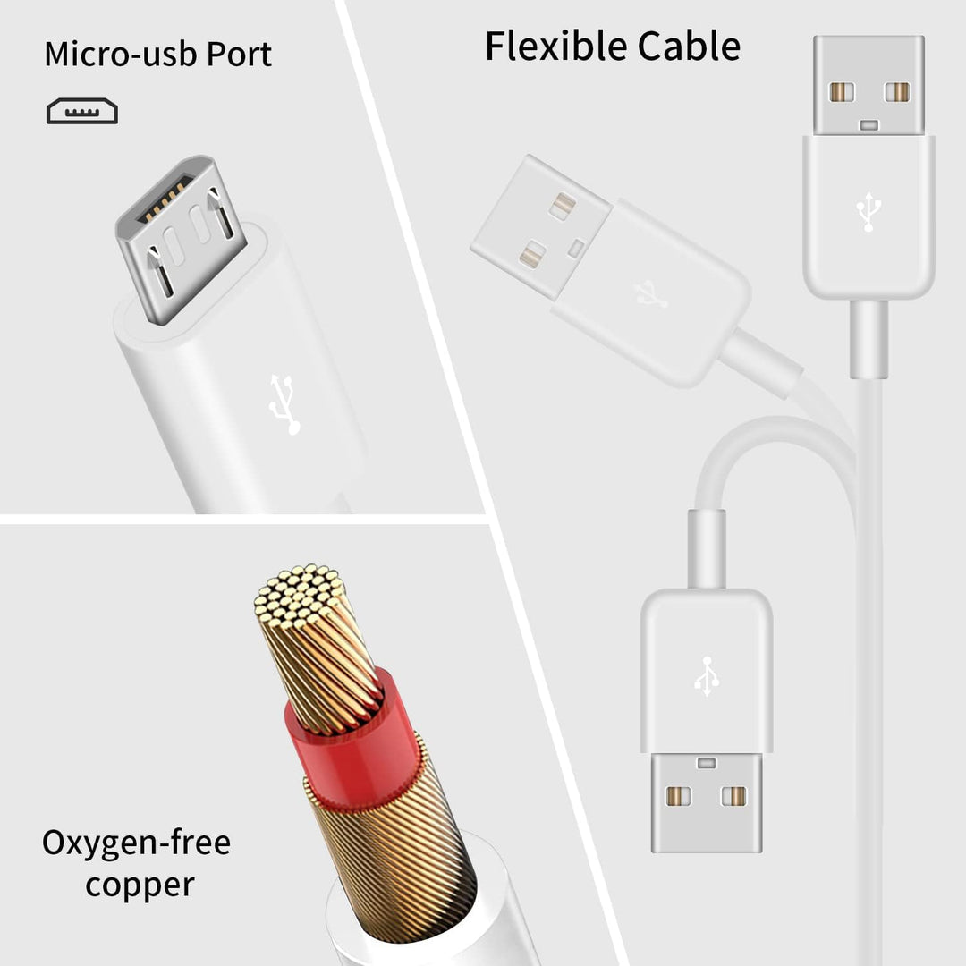 USB A to USB Micro Charging Cable, 4 in 1 Multi Charger Cable Micro USB Splitter Cable 4 Ports Micro USB 2.0 Male-Male Charging Cord Adapter Connectors for Cell Phones and More (White 0.5M)