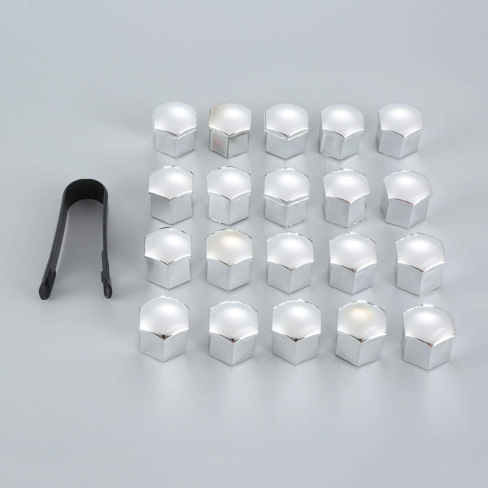 20PCS Wheel Lug Nut Caps, 19mm Silver Wheel Nut Hub Screw Cover, Universal Bolt Dust Protectior with Removal Tool Replacement for Cars Automotive
