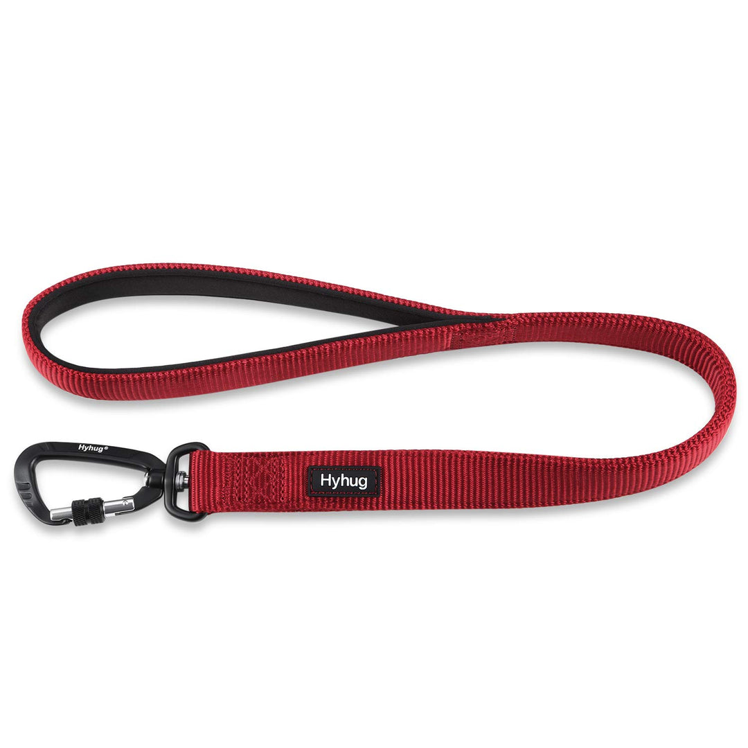 Pets 24 Inches Durable Short Leash with Neoprene Soft Handle and Lightweight Aviation Aluminium Clip Lead- for Daily Use Walking and Professional Training. (Red)