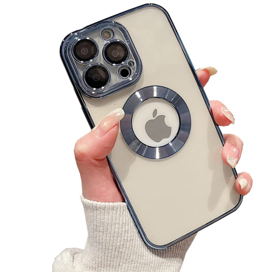 Compatible with iPhone 13 Pro Max Case with Camera Lens Protector,Logo View for Women Men, Soft Clear Back Cover, Luxury for iPhone 13 Pro Max Phone Cases (iphone13proMax, Black)