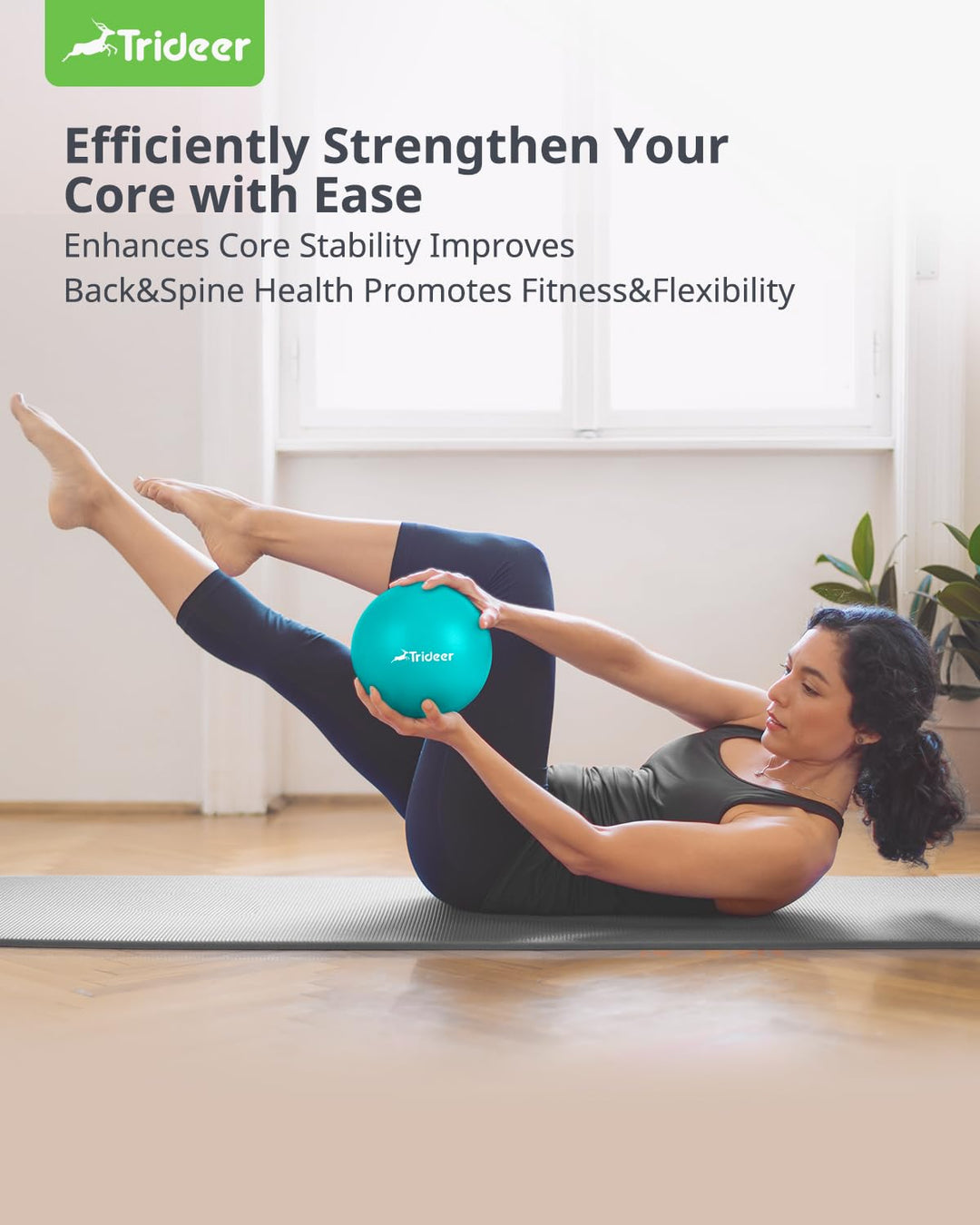 Pilates Ball 9 Inch Core Ball, Small Exercise Ball with Exercise Guide Barre Ball Mini Yoga Ball for Pilates, Yoga, Core Training, Physical Therapy, Balance, Stability, Stretching (Turkis)