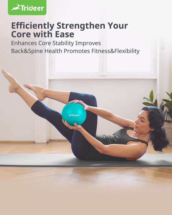 Pilates Ball 9 Inch Core Ball, Small Exercise Ball with Exercise Guide Barre Ball Mini Yoga Ball for Pilates, Yoga, Core Training, Physical Therapy, Balance, Stability, Stretching (Turkis)