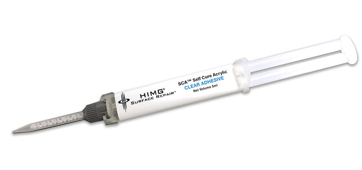 Adhesive - Clear 2 part Self Curing Acrylic (SCA) for Granite, Cultured Marble, stone, ceramic, Porcelain, Corian countertops, tile, floor, shower repair and more hard surfaces.