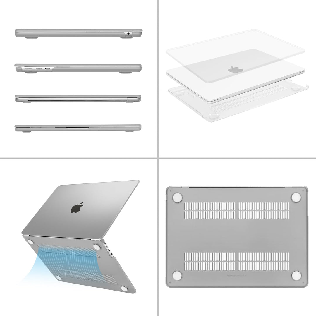 Compatible with MacBook Air 13 inch Case 2024 2023 2022 Release M3 A3113 M2 A2681 with Touch ID, Protective Plastic Hard Shell Cover Compatible with MacBook Air 13.6 inch Case, Frost