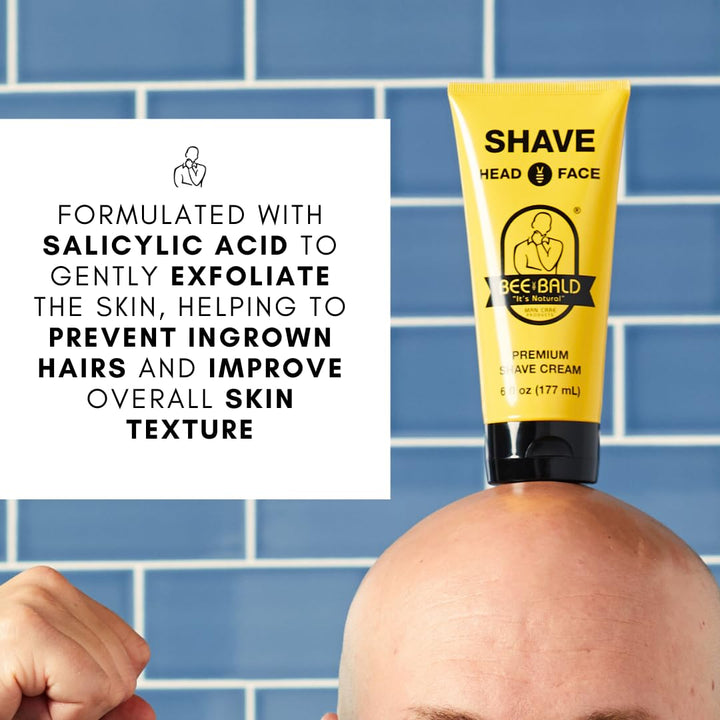 SHAVE Premium Shave Cream Goes On Light & Slick For A Shave That's Incredibly Smooth & Quick For Both Face And Head, 6 Fl Oz