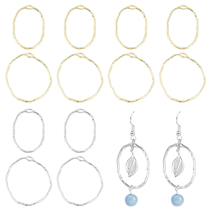 64Pcs Ring Open Bezel Pendants Oval Open Back Bezel Pendants Geometric Hollow Frame Charms for DIY UV Resin Pressed Flower Jewelry Making, 30mm/35mm