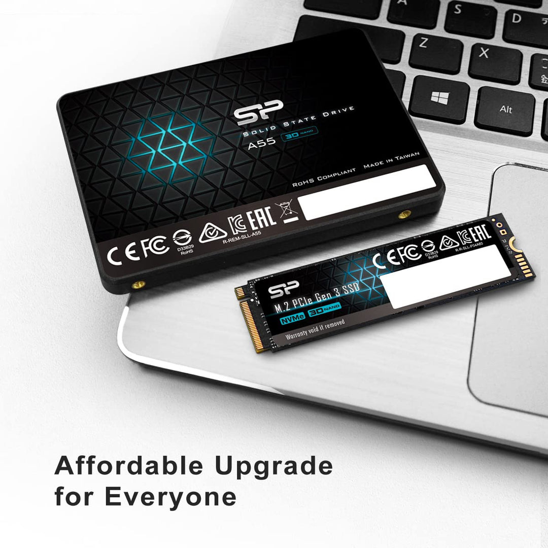 Silicon Power 2TB SSD 3D NAND A55 SLC Cache Performance Boost SATA III 2.5 7mm (0.28) SSD Internal Solid State Drive (SP002TBSS3A55S25)