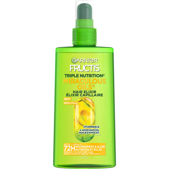 Fructis Triple Nutrition Marvelous Oil Hair Elixir, 5.0 Fl Oz, 1 Count (Packaging May Vary)