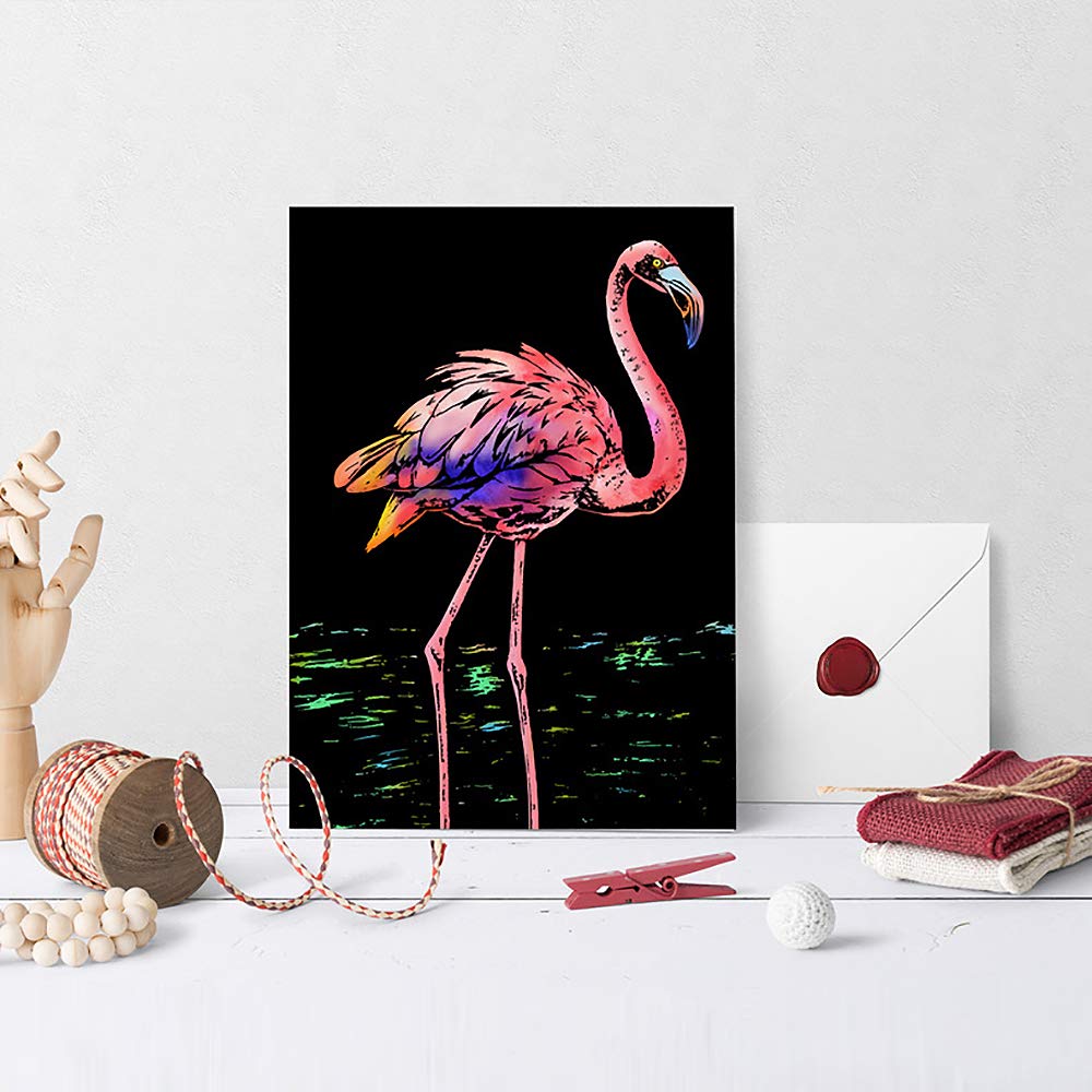 Scratch Art Rainbow Painting Paper, Craft Art Set: 4 Sheets (A4) with 4 Tools, DIY Scratchboard Crafts Womens Hobbies, Engraving Arts for Adults Scratch Painting Christmas Birthday Party Gift