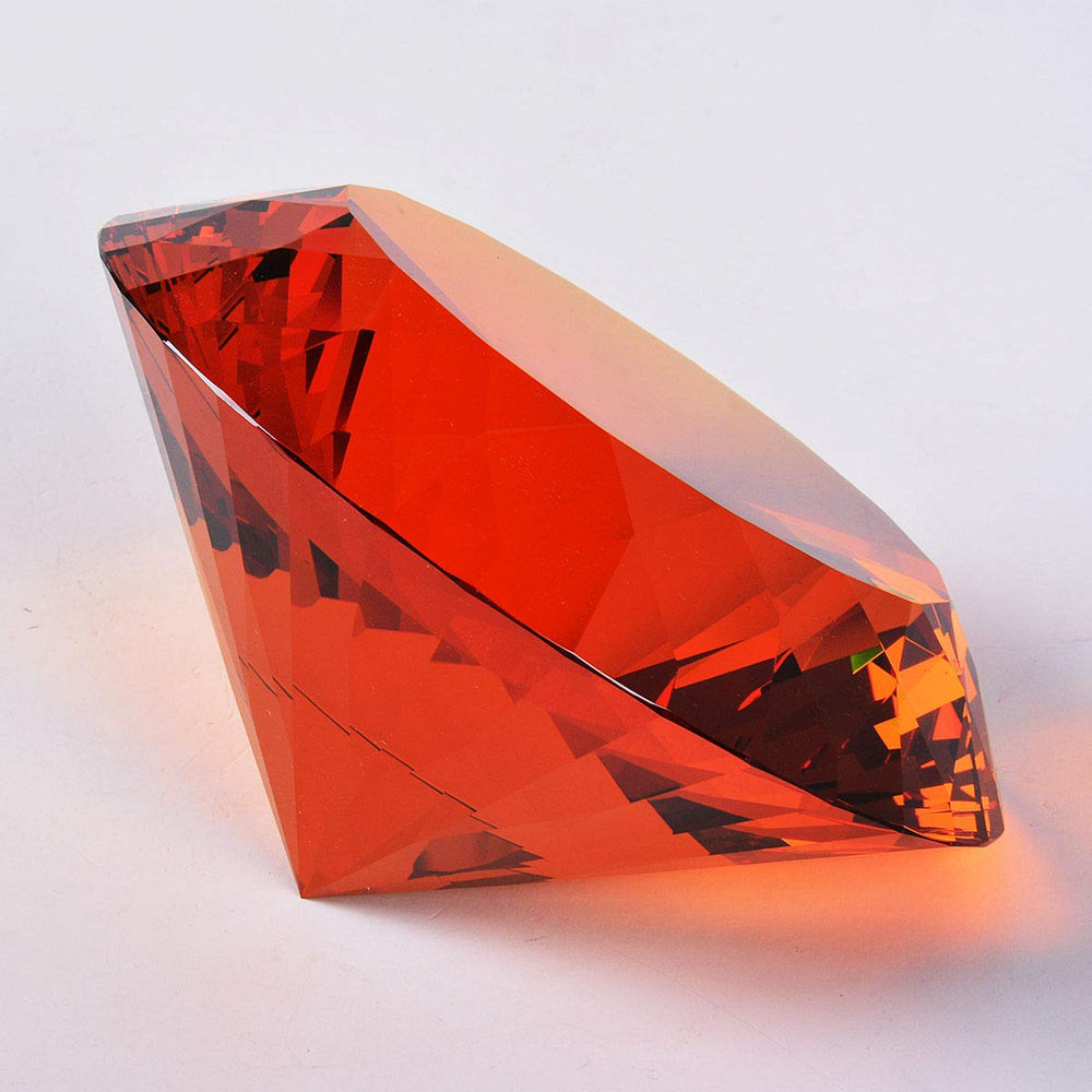 Amber Crystal Glass Diamond Shaped Decoration 80mm Jewel Paperweight,Gift Decoration Idea For Christmas, Thanksgiving