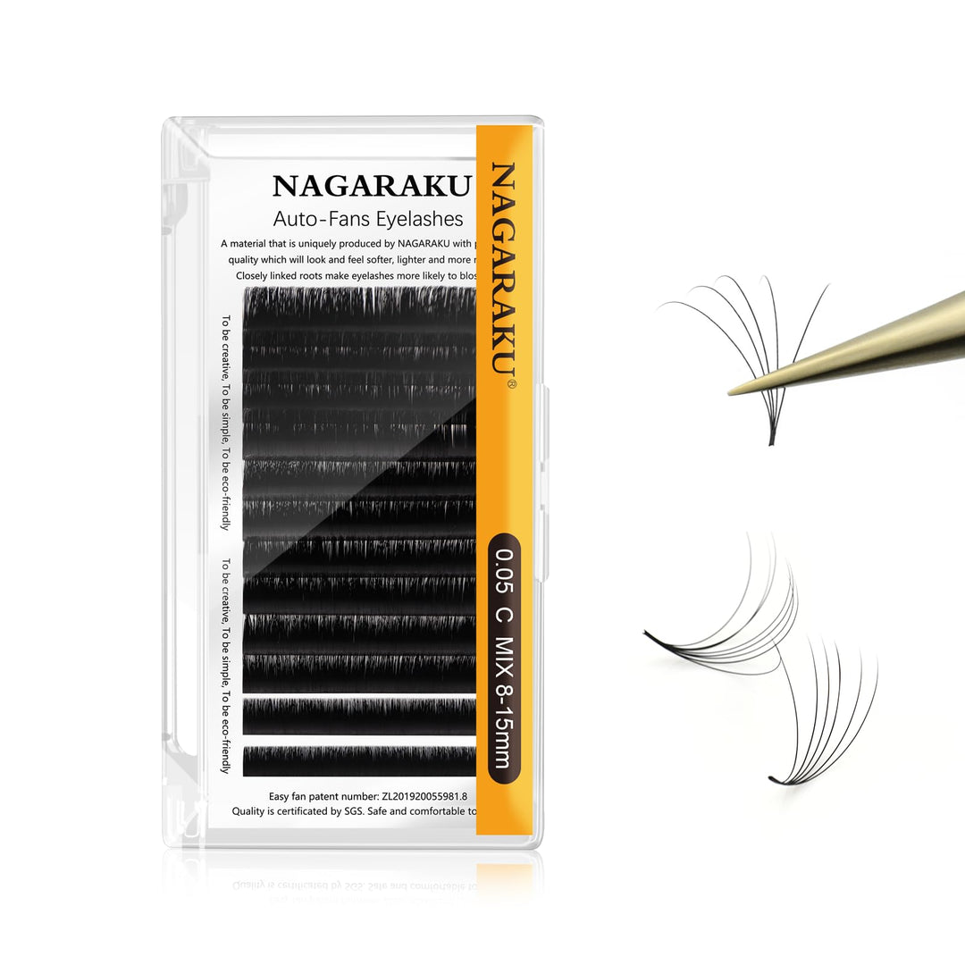 Easy Fan Eyelash Extensions Volume Lash 0.05 C curl 8-15mm Mix Tray Rapid Blooming Faux Mink Cluster For Beginners Soft Professional Lash Supplies