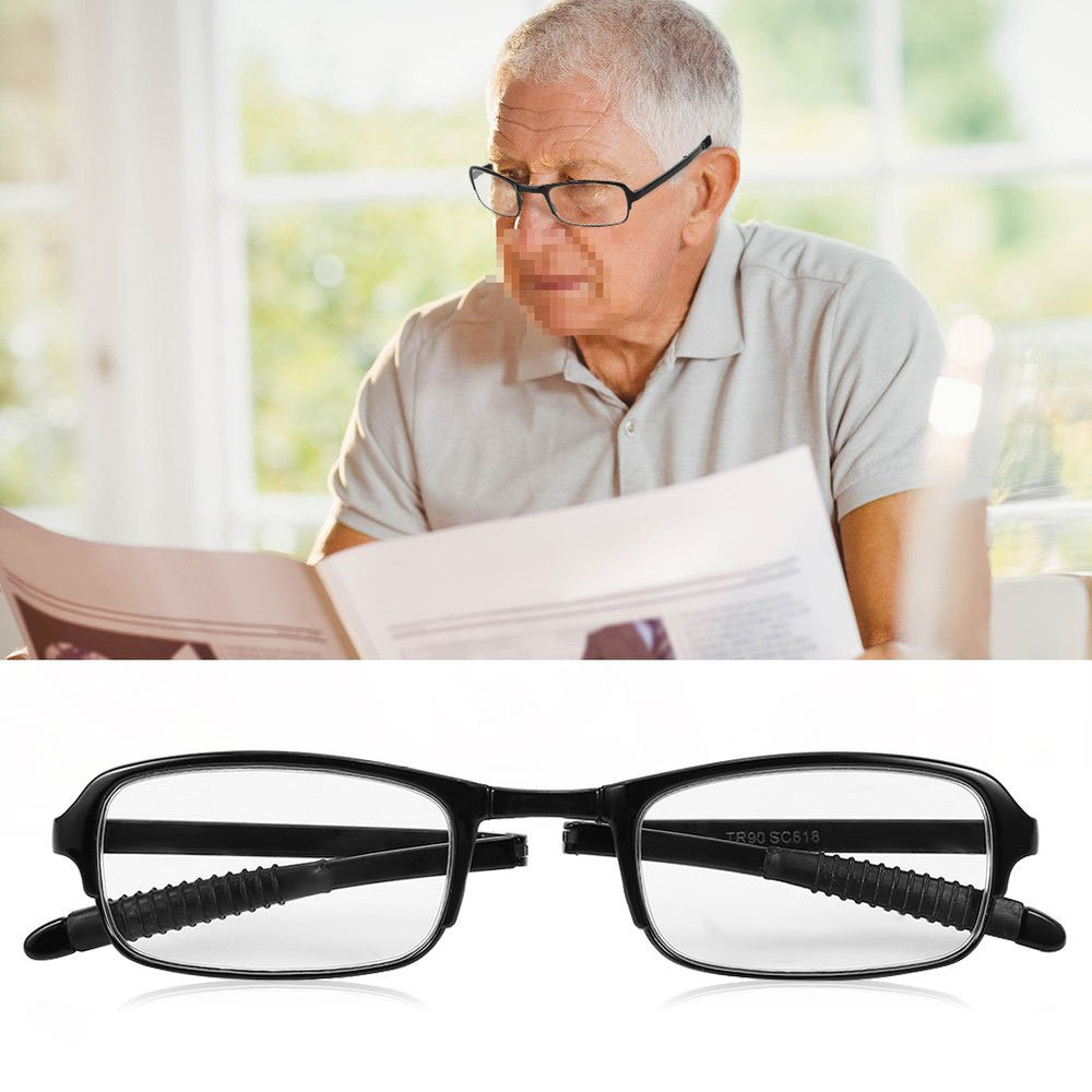 Reading Glasses, Men and Women 1.0/1.5/2.0/2.5/3.0/3.5/4.0 Portable Lightweight Folding Reading Presbyopic Glass(1.0-Black)