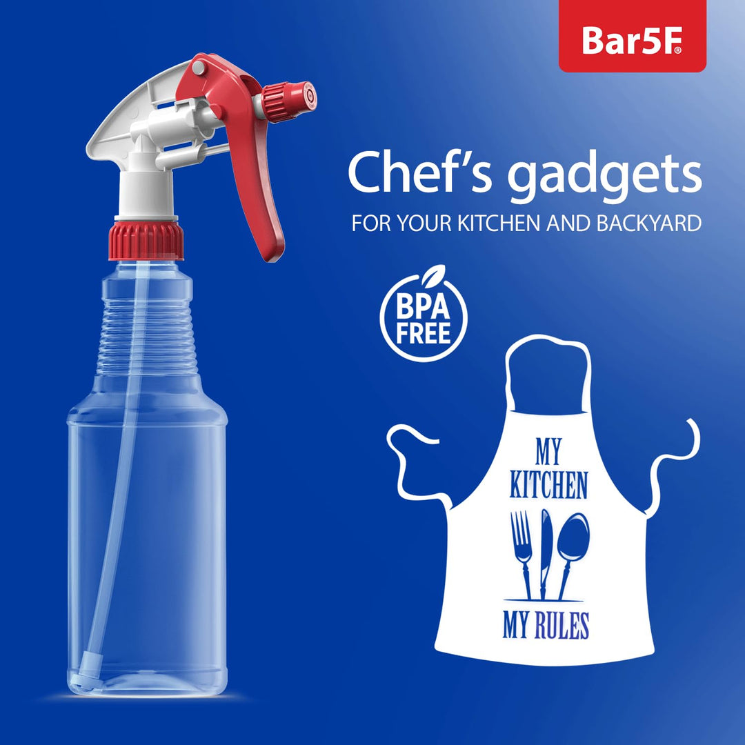 BAR5F Empty Plastic Spray Bottles 16 oz, BPA-Free Food Grade, Crystal Clear PETE1, Red/White N8 Fully Adjustable Sprayer (Pack of 2)