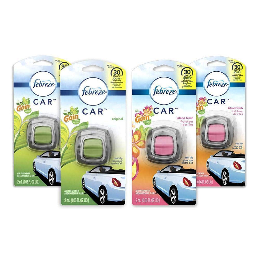 Car Air Freshener, 2 Gain Original and 2 Gain Island Fresh scents (4 Count.06 fl oz)