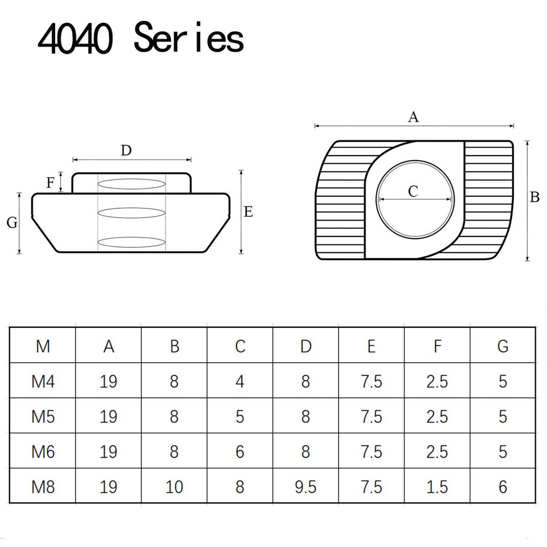 50Pcs 4040 Series M8 T Nuts, T Slot Nut Hammer Head Fastener Nut, Nickel Plated Carbon Steel Nut for Aluminum Profile(4040 Series M8)