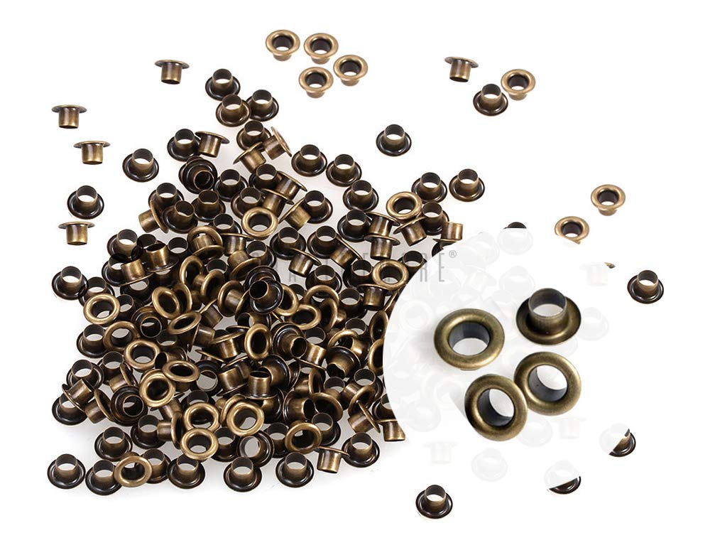 2MM Hole 200PCS Tiny Grommets Eyelets Self Backing for Bead Cores, Clothes, Leather, Canvas (Antique Brass)