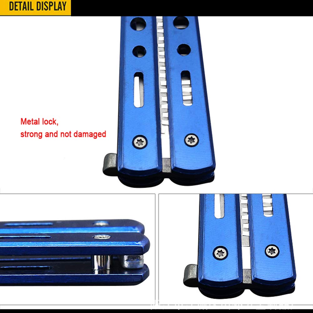 Butterfly Knife Trainning Practice Comb Unsharpened Blade, Valentine's Day present (Blue-Comb)