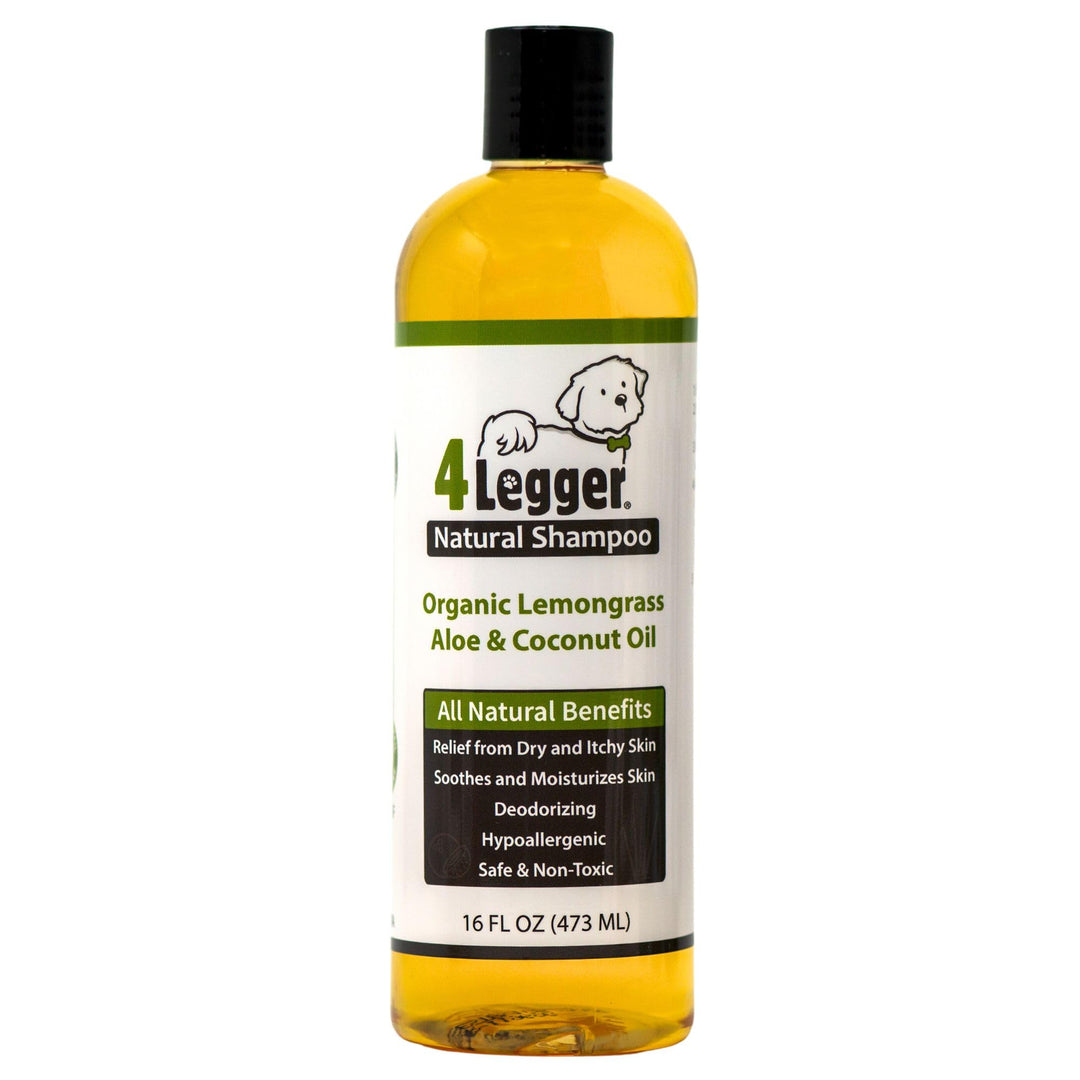 4-Legger Certified Organic Dog Shampoo - All Natural and Hypoallergenic with Aloe and Lemongrass, Soothing for Normal, Dry, Itchy or Allergy Sensitive Skin - Biodegradable - Made in USA - 16 oz