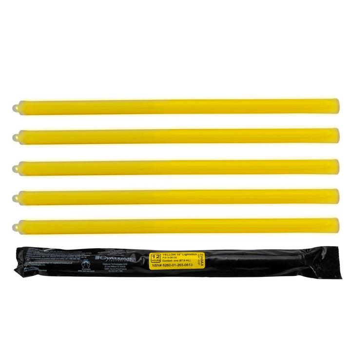 Military Grade Yellow Glow Sticks - Premium Bright 6” ChemLight Emergency Glow Sticks with 8 Hour Duration (Bulk Pack of 10 Chem Lights)