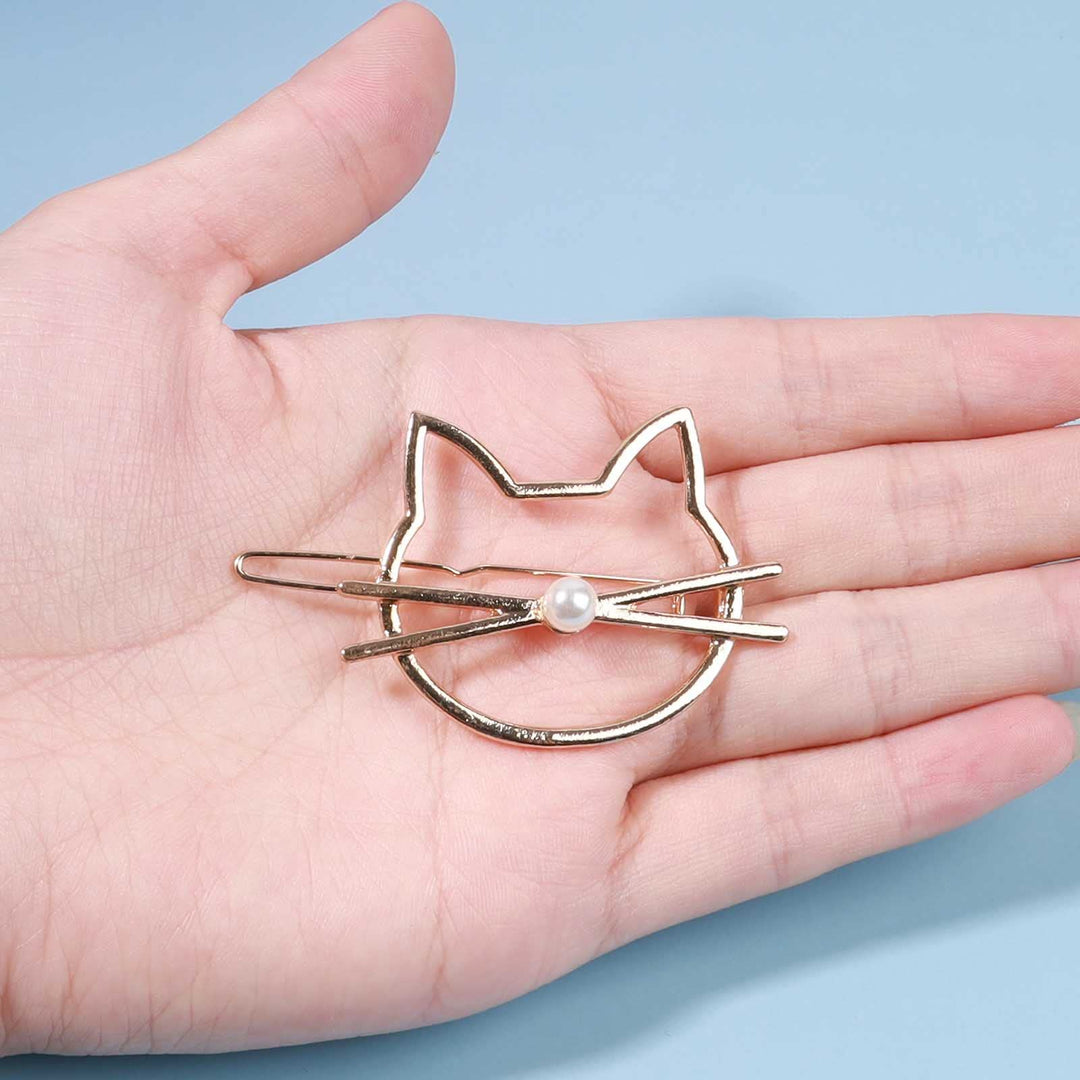 Cat Hair Clip Barrette Silver Hair Barrette Pin Animal Hair Barrette Clips Decorative Hair Accessories for Women and Girls Cat Lover Gifts (Silver)