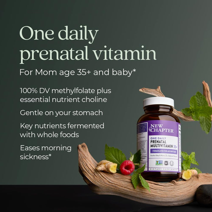 Prenatal Vitamins, One Daily Prenatal Multivitamin Enhanced for Age 35+ with Methylfolate + Choline for Healthy Mom & Baby, Gluten Free & Non-GMO- 30 ct