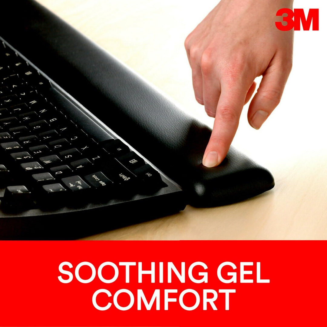 Gel Wrist Rest, Black Leatherette, 18 Inch Length, Antimicrobial Product Protection (WR309LE)