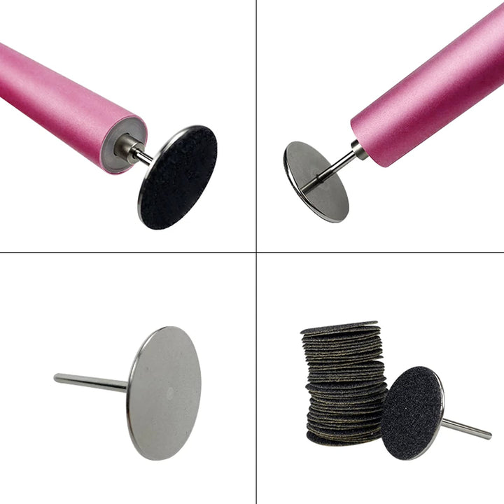 100pcs Foot File Sandpaper Disc with 1 Metal Shaft Replaceable Sanding Pads for Electric Foot Rasp Files Callus Cuticle Hard Dead Skin Removal Pedicure Tools,HJ-NF037 (180 Grit)
