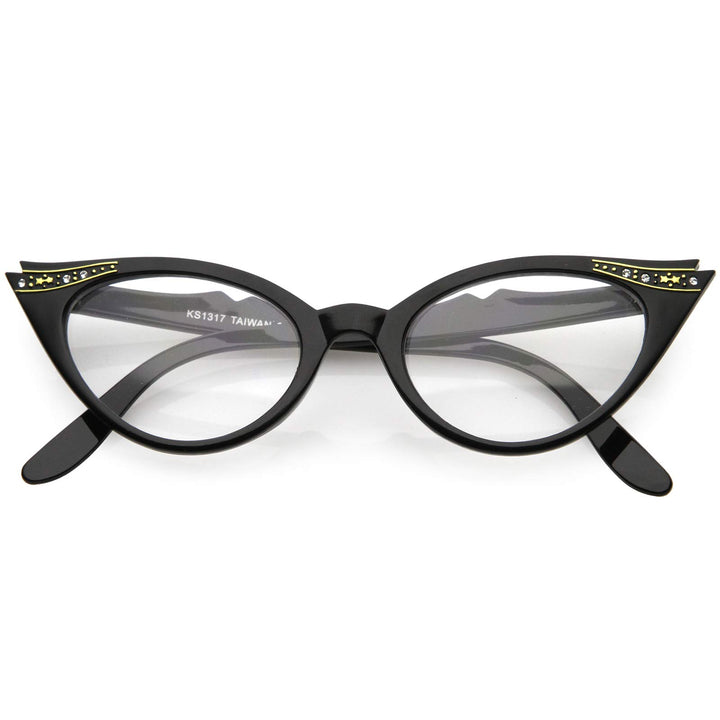 Blue Light Blocking Vintage Cat Eye Glasses for Women UV400 Embellished with Rhinestones, 50s Rockabilly Accessories 51mm (Red Fade)