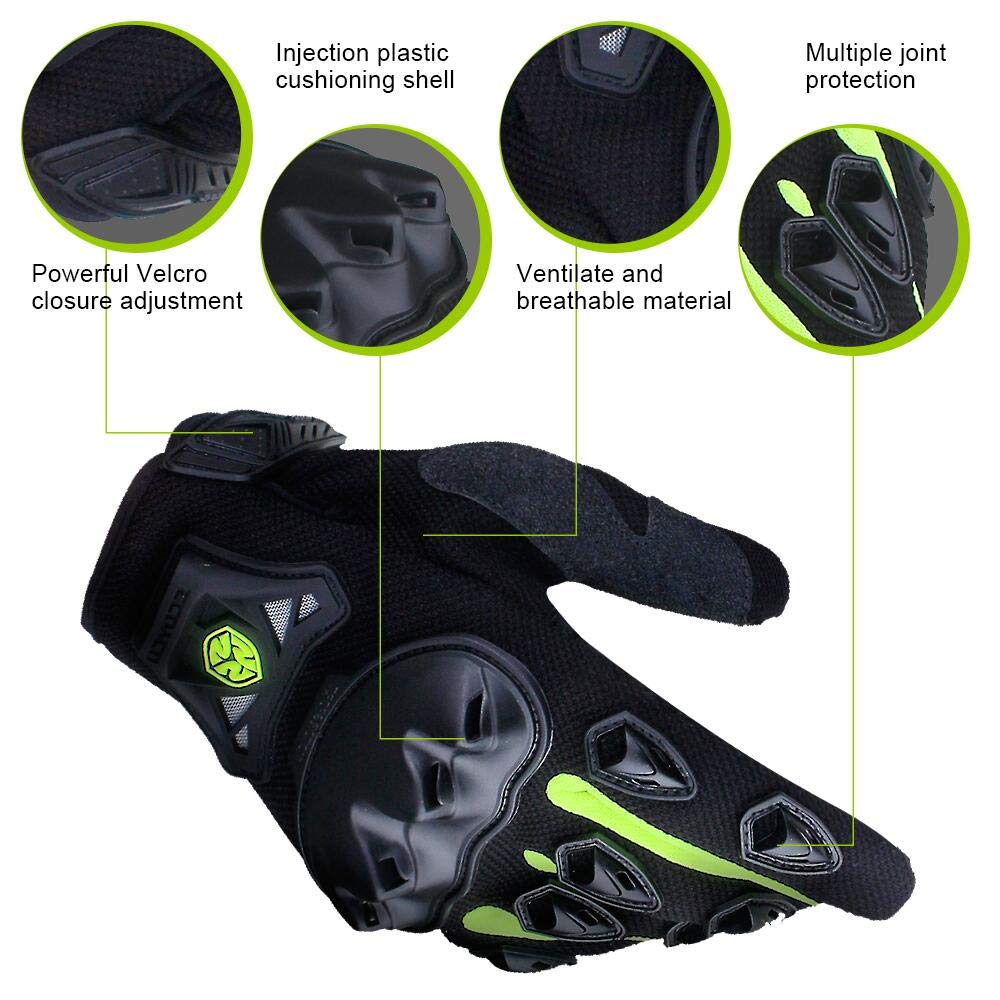 Motorcycle Gloves Men Full Finger Breathable Mesh Motorbike Gloves Hard Knuckle Touchscreen Motocross Sport Gloves for BMX ATV MTB Racing Cycling