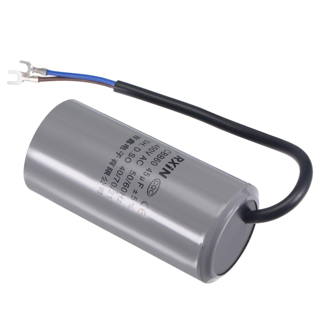 CBB60 Run Capacitor 45uF 450V AC 2 Wires 50/60Hz Cylinder 105x50mm with Terminal for Air Compressor Water Pump Motor