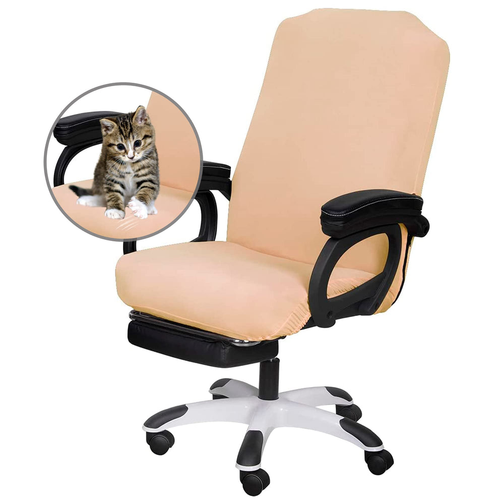Office Chair Covers- Large, Champagne- Removable Computer Chair Covers for Office Chair with Zipper for Universal Rotating Chair Desk Chair Cover Chair Seat Washable Protector for Pet