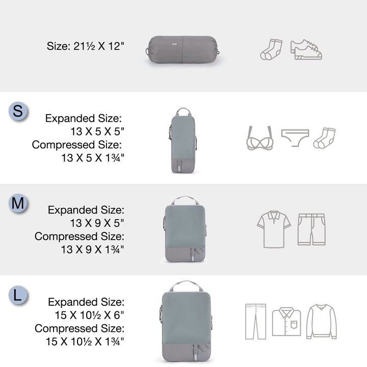 6 Set Compression Packing Cubes for Travel, Lightweight Vacation Travel Essentials for Men, Travel Accessories for Suitcase Organizer Bags Set, Durable Luggage Organizer Travel Bags