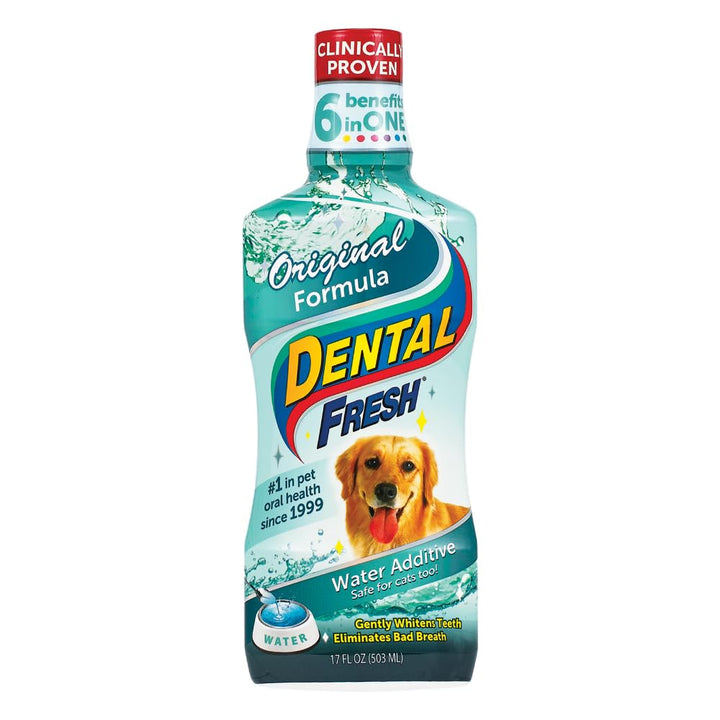 Water Additive for Dogs, Original Formula, 17oz – Dog Breath Freshener and Teeth Cleaning for Dental Care– Add to Water