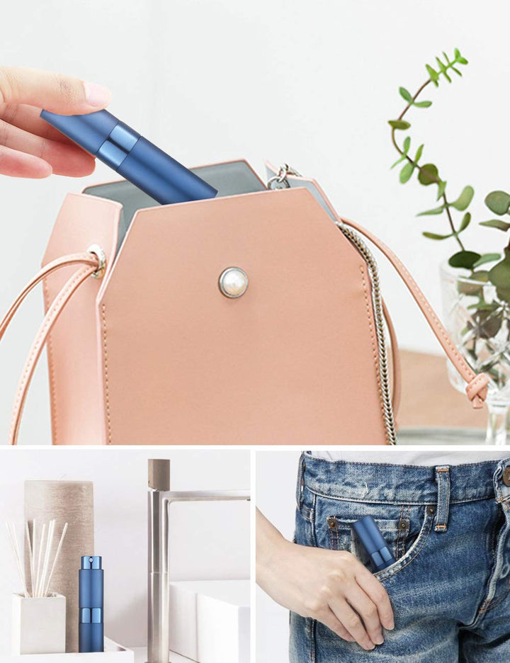 8ML Atomizer Perfume Spray Bottle for Travel, Empty Refillable Cologne Dispenser, Portable Sprayer (Blue)