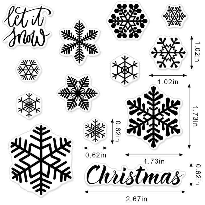 Christmas Clear Stamps Decorative Xmas Theme Winter Blessing Sentiment Words, Snowflake Clear Rubber Scrapbooking Stamps with Sentiment for Card Making DIY Photo Album