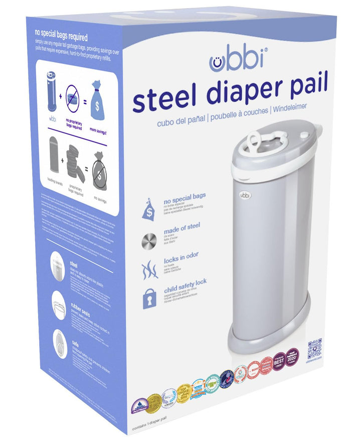 Steel Diaper Pail, Odor Locking, No Special Bag Required, Award-Winning, Registry Must-Have, Gray