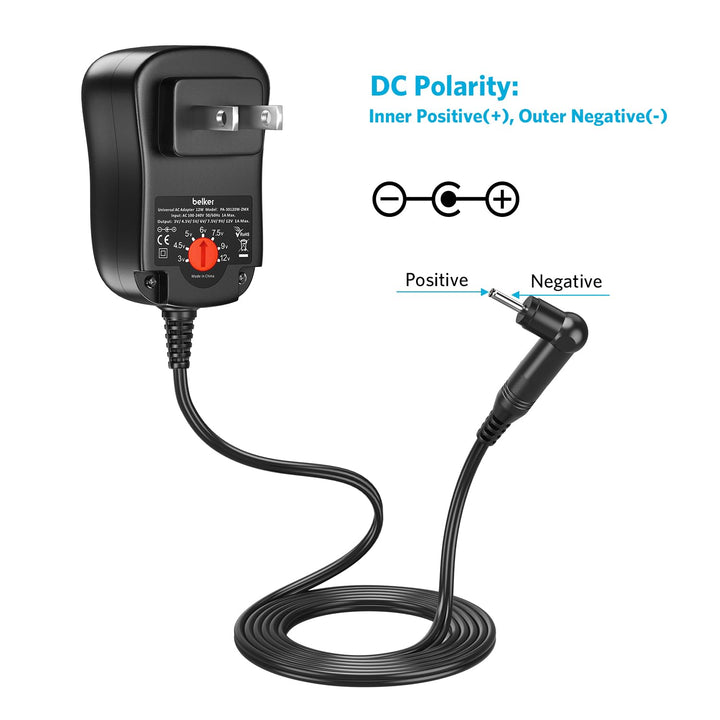 12W Universal 3V 4.5V 5V 6V 7.5V 9V 12V AC DC Adapter Power Supply for Household Electronics Router Speaker Smart Phone Tablet CCTV IP Camera - 1A 1000mA Amp Max.