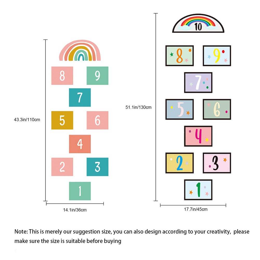 20 Number Hopscotch Game Floor Decal, Creative Hopscotch Stickers Floor Decals for Kids, DIY Cartoon Grid Game Stickers Floor Decor for Bedroom Ground Corridor Nursery (2 Set)