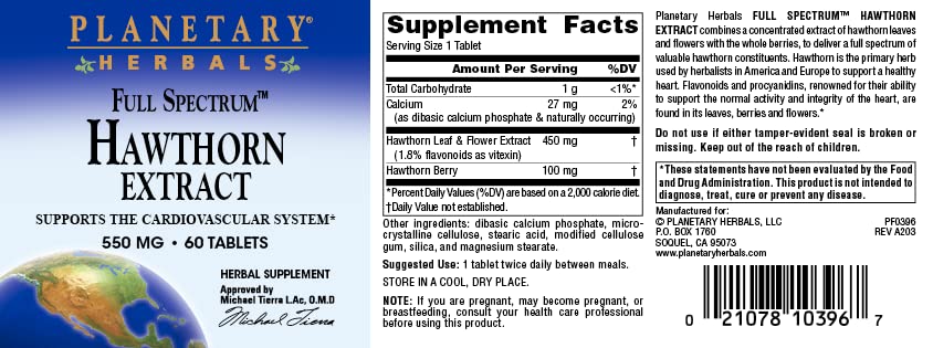 Hawthorn Heart Tablets, 60 Count