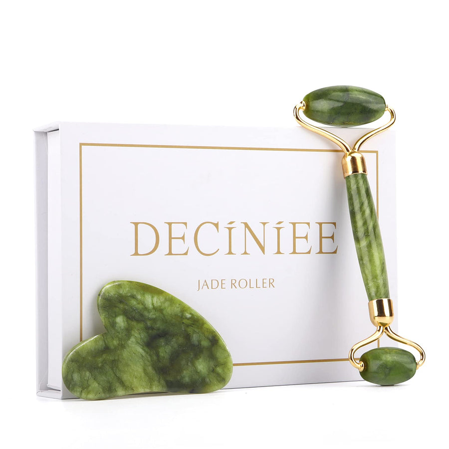 Jade Roller and Gua Sha Set - Beauty Face Massager & Guasha Tool for Eye, Neck, Body - 2 in 1 Skin Care Massage Tools, Muscle Releaxing and Relieve Wrinkles