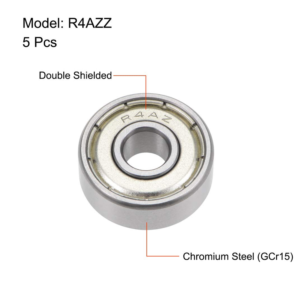 R4AZZ Deep Groove Ball Bearings 1/4 x 3/4 x 9/32 Double Shielded Chrome Steel P6(ABEC3) 5pcs