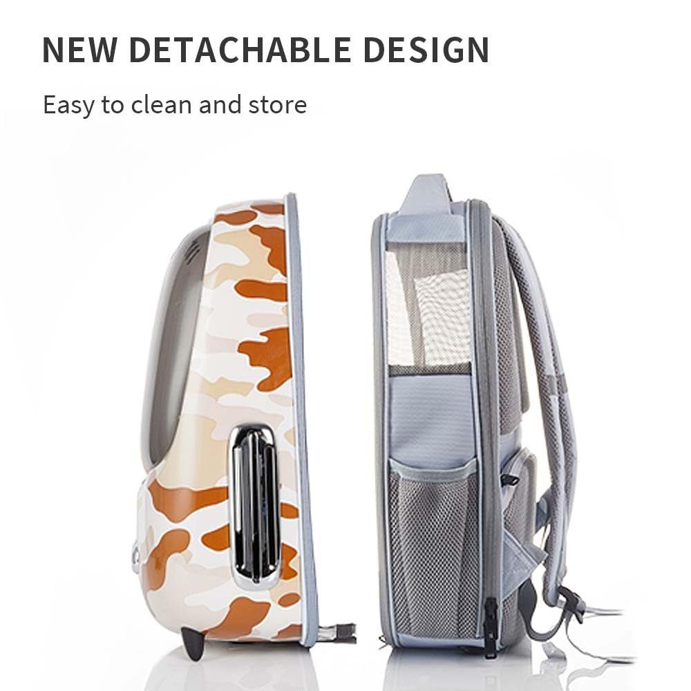 Cat Backpack Carrier with Inbuilt Fan & Light, Airline-Approved Pet Backpack Bubble for Kitty Small Dog, Detachable Dog Backpack with Padded Strap for Travel, Hiking, Walking & Outdoor