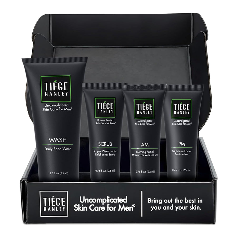 Mens Skin Care Set, Essential Skin Care Routine for Men (System Level 1) - Face Wash Kit for Fines Lines & Wrinkles - Men's Skincare Set Includes Face Wash, Facial Scrub, & Moisturizer