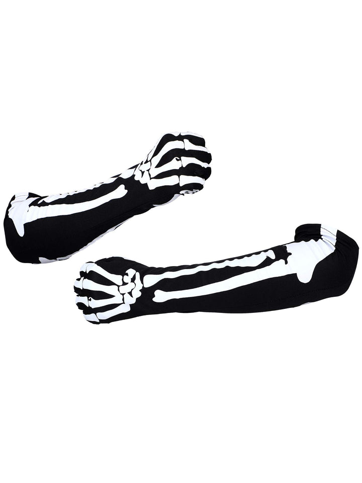 2 Pairs Halloween Skeleton Gloves Long Short Skull Claw Ghost Bone Gloves for Halloween Cosplay Party Props